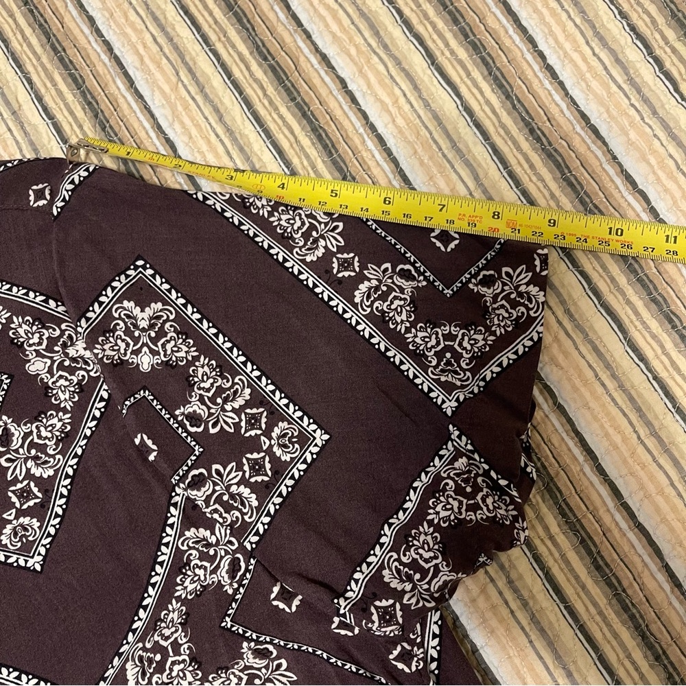 Denim & Flower Ricky Singh Mens XL Brown Button Down Shirt Western Handkerchief - Picture 9 of 9